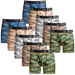 Men’s Camouflage Underwear 5-Pack, 10-Pack Boxer Briefs, Menswear, Moisture-Wicking, Stretchy, Quick-Dry, Soft, Comfortable Fit, Athletic Support, Durable, Lightweight, Stylish Camo Print, Breathable, Boxer Brief Set, Perfect Gift For Men