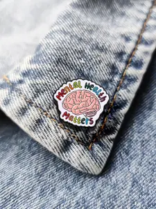 1 Piece Creative Letter Brain Shaped Brooch, Original Metal Badge For Gifts, Cute & Fashion Accessories For Men & Women For Daily Wear, Jewelry, Letter Brooch Pin