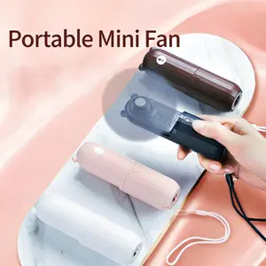 Cute Bear Handheld Fan - Safe Blades, Low Noise, Rechargeable for Travel
