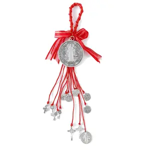 Saint Benedict Medal Protection Blessing  Catholic San Benito Medalla Handmade Jewelry Christmas Halloween Gift  Car Hanging  for  Men Women, Car Hanging Decoration monday holiday mother day motivational birthday gift junk flower design charm metal cross