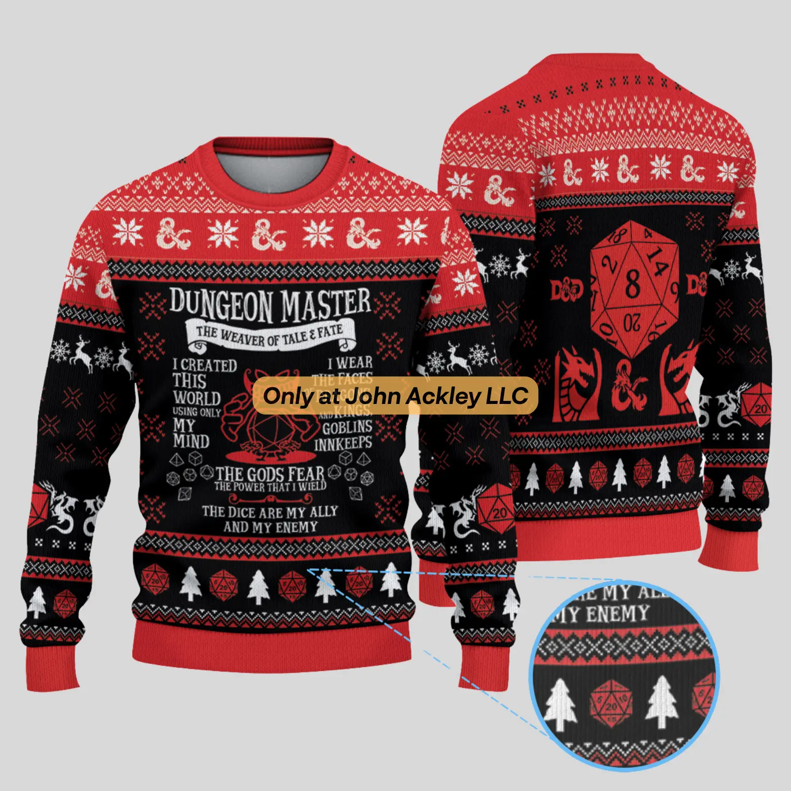 Dungeon Master The Weaver Of Lore And Fate D&D Ugly Christmas Sweater, Dungeons And Dragons Christmas Sweatshirt, DnD Dungeons Master Xmas Sweatshirt, Xmas Gift