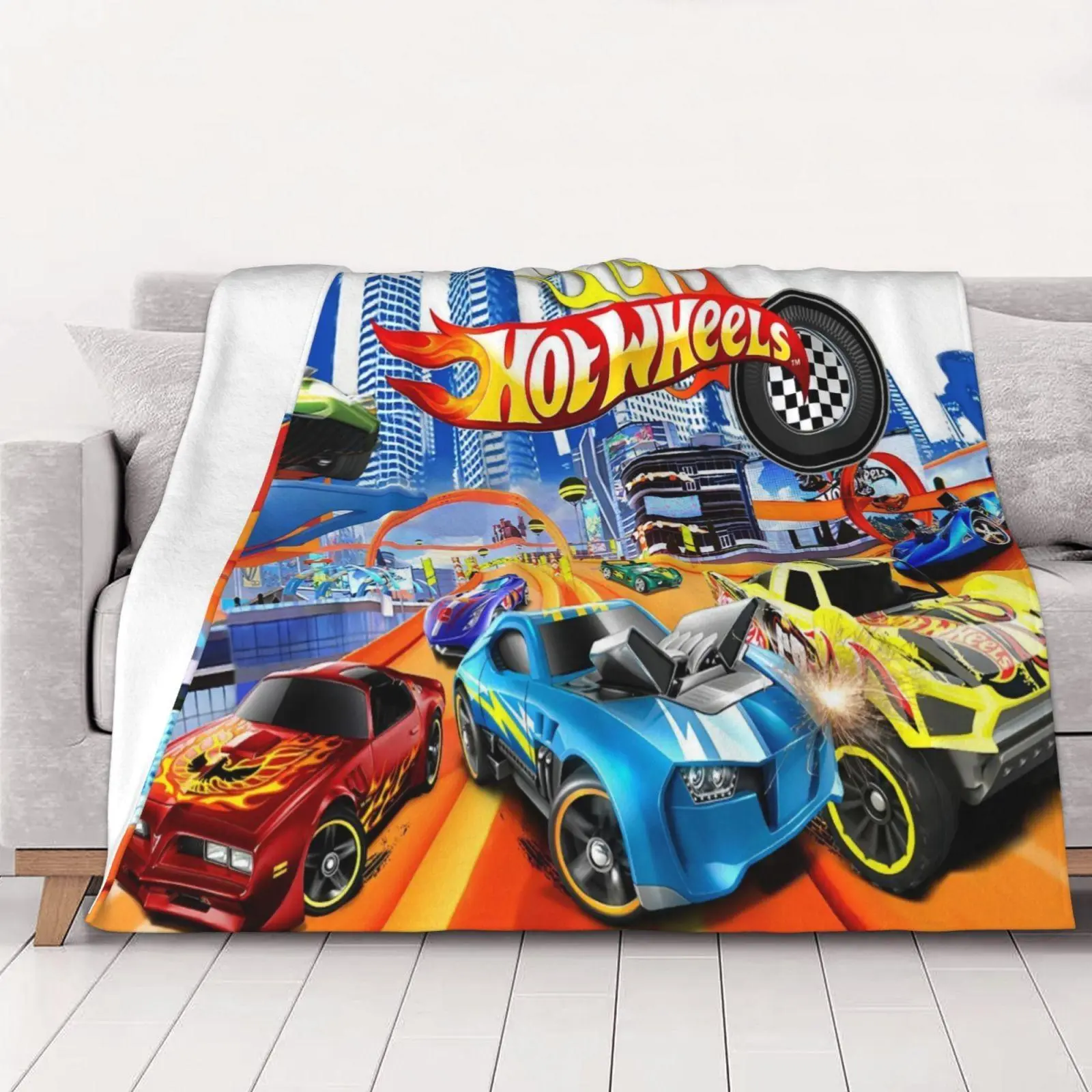 Hot Wheels Blanket – Soft Flannel Throw for Bedroom, Sofa, Couch, Home Office and Living Room