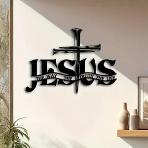 Cross and Jesus wall decoration, home decoration and gifts, God faith decoration, Christian gifts Religious Ornaments Black
