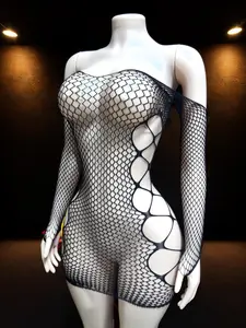 Women's Solid Fishnet Cover Up Dress, Casual   Long Sleeve Bodycon Dress for Beach Holiday Vacation, Ladies Swimwear for All Seasons, Mesh Cover Up, Swimsuit Coverup, Swimwear Coverups, Beachwear Cover Up