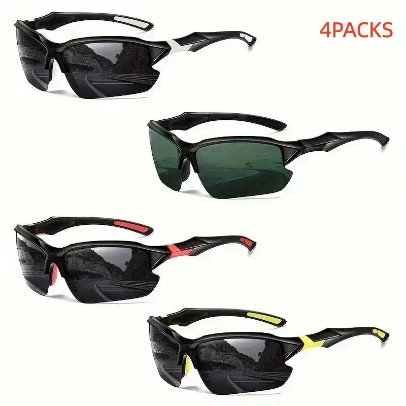 4-Pack Unisex Polarized Sports Sunglasses, Lightweight Windproof Plastic Frames with Glare Reduction for Driving and Fishing, Sports Glasses, Sunglasses For Sports