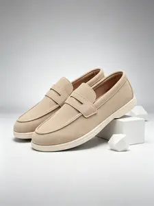 1 Pair Men's Multi-Color Suede Penny Loafers Walking Shoes | Minimal Commute Style | Durable Non-Slip Soft Sole + Fine Suede Upper + Slip-On Design | Ideal for Commute / Casual Outfits / Daily Outings, Scratch-Resistant