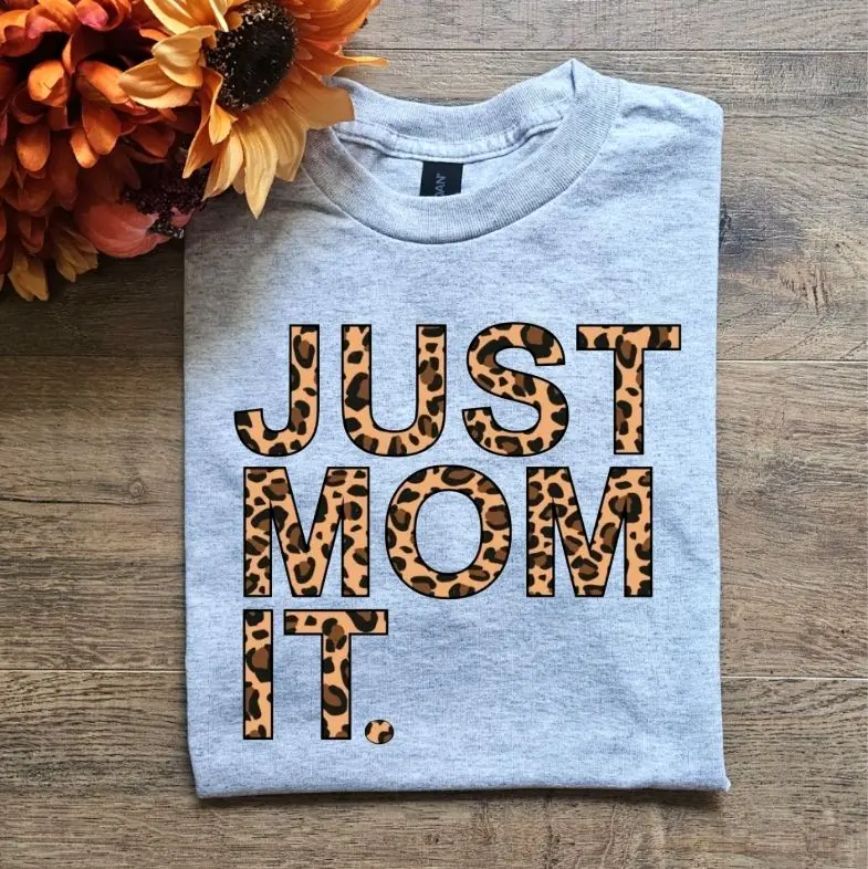Cute just mom it popular cheetah print mom life shirt