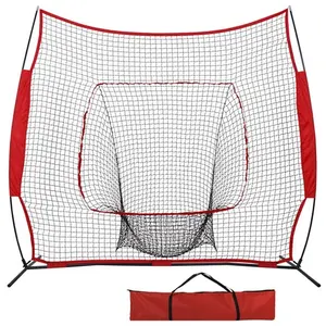 7'×7' Baseball Softball Practice Net Hitting Pitching Net Bow Frame W/Carry Bag