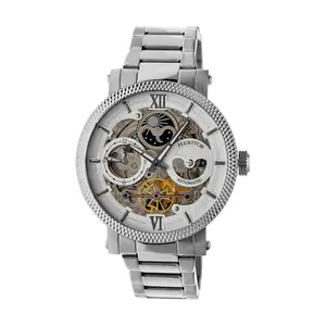 Heritor Men's A ries Stainless Automatic Skele ton Watch