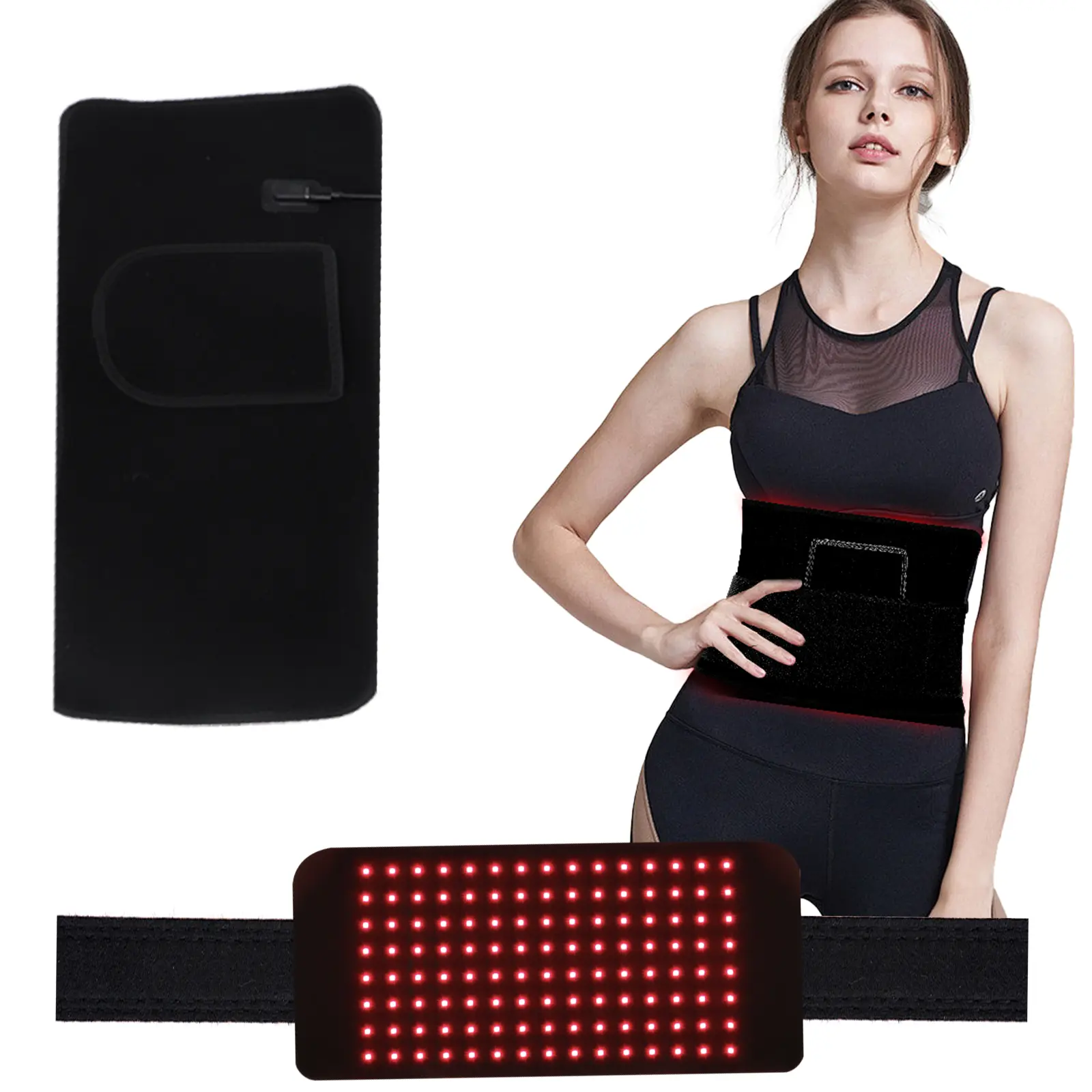 3-in-1 Red Light Care Massage Belt with Vibration | 660nm & 850nm NIR, 120 Triple LEDs | 5-Level Intensity, USB Charging, Portable Wrap Design with Remote Control for Body Soothing & Muscle Support