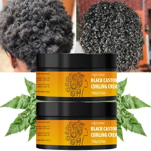 100g Black Castor Curl Shaping Cream, Curly Hair Products, containing avocado, castor oil, coconut, rosemary ingredients, moisturizing, hydrating, shaping, curling, elastic styling, dry and frizzy hair cream, suitable for all hair types