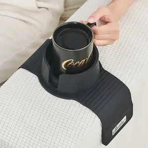 Couch Cup Holder, Elimiko Silicone Sofa Drink Holder with Upgrade Large Cup Holder, for Oversized Mug/Cup/Tumbler/Drink/Coffee/Bottle/Cans (Black)