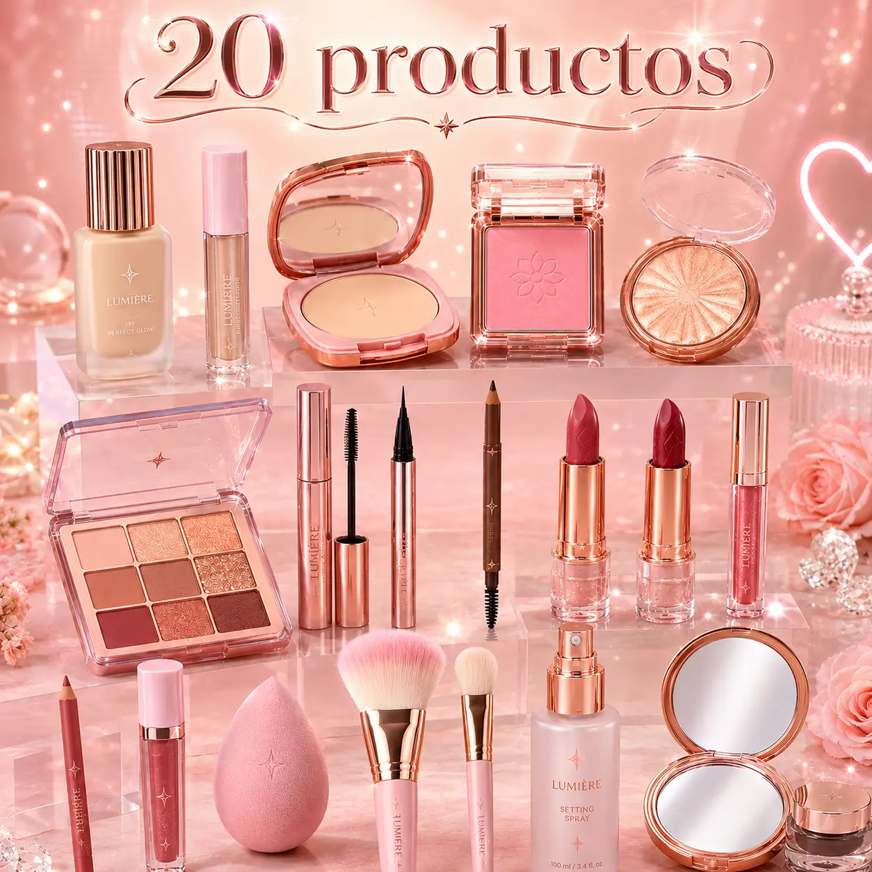 20-Piece Glam Makeup Set, Includes Gloss, Ideal for Gifting (Beauty & Personal Care Essentials), Gift