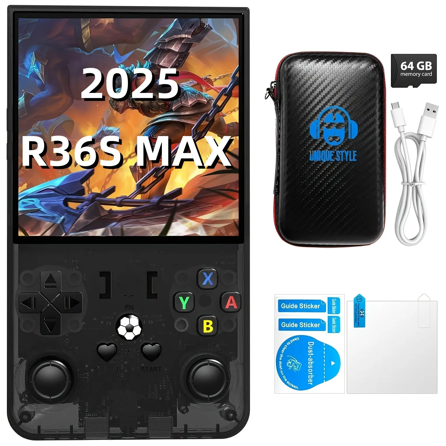 R36MAX Retro Handheld Game Console, 18000+ HD Games Mini Retro Video Game Console, 4.0 Inch IPS Screen, 64GB Memory, Portable Arcade Video Game Console Adult Gift anbernic rg557 unisoc t820 processor consol a port á til r36s handheld game