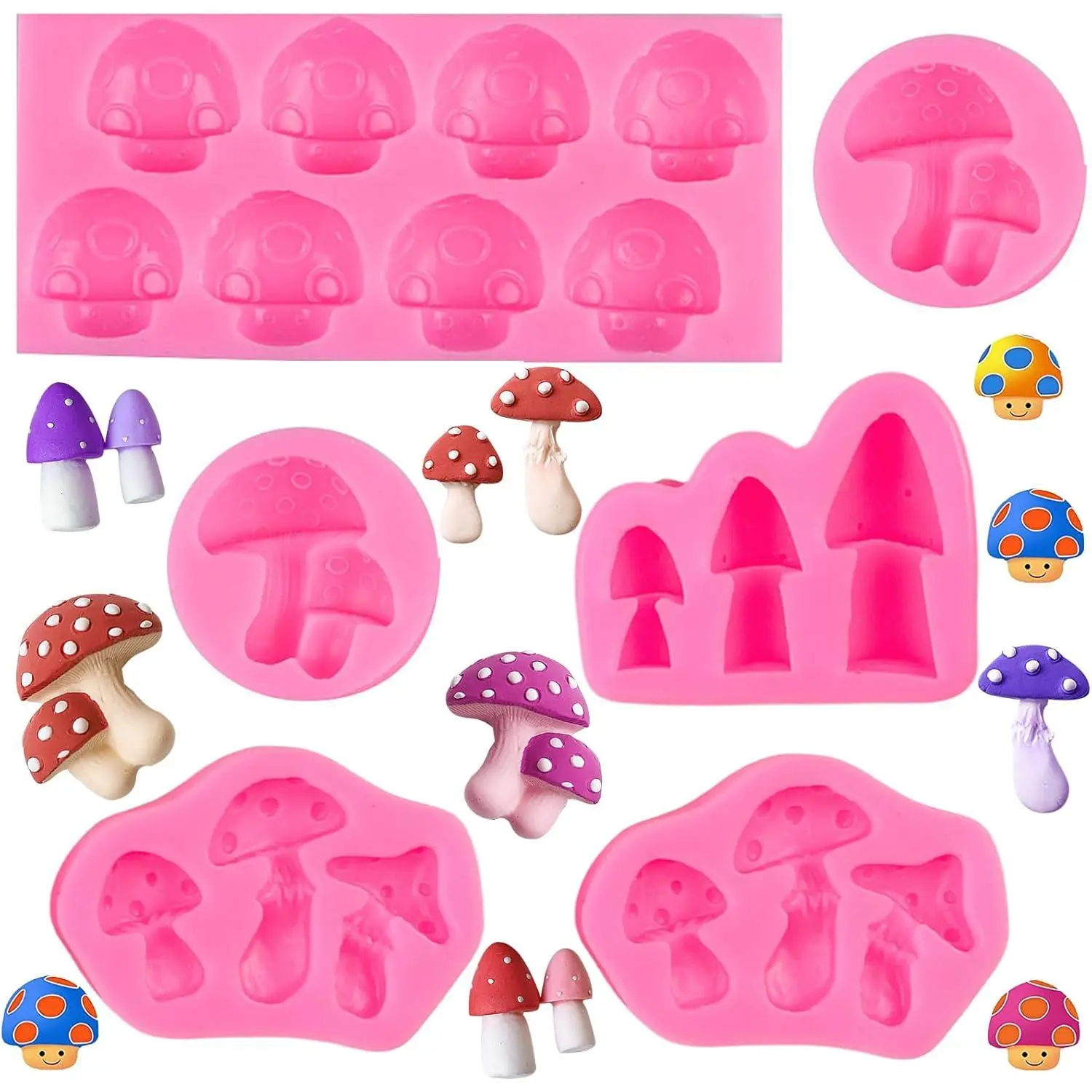 6 Pack Silicone Molds Set,Mushroom Shaped Candy Chocolate Vegetable Fondant Molds,Mushroom Themed Cake Candy Chocolate Polymer Clay,Gummy,Crafting Projects,Christmas Party Gifts,Hand Tools Kits