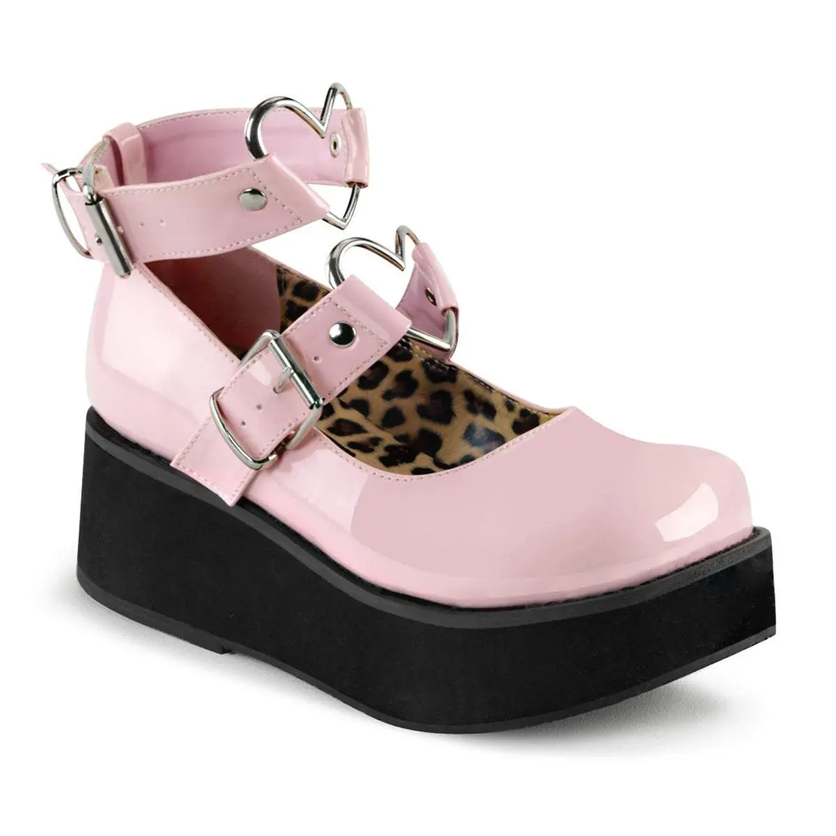 Demonia Sprite-02 Baby Pink Patent Platforms