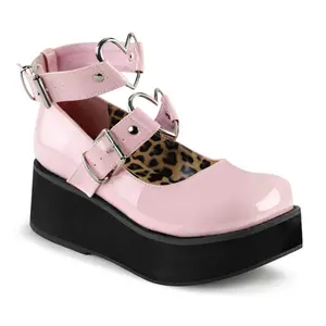 Demonia Sprite-02 Baby Pink Patent Platforms