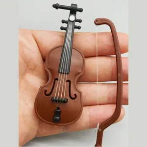 Mini Violin Model, Plastic Craft Desktop Decoration, Indoor Outdoor Decor, Home Kitchen Collection Ornament, No Power Required