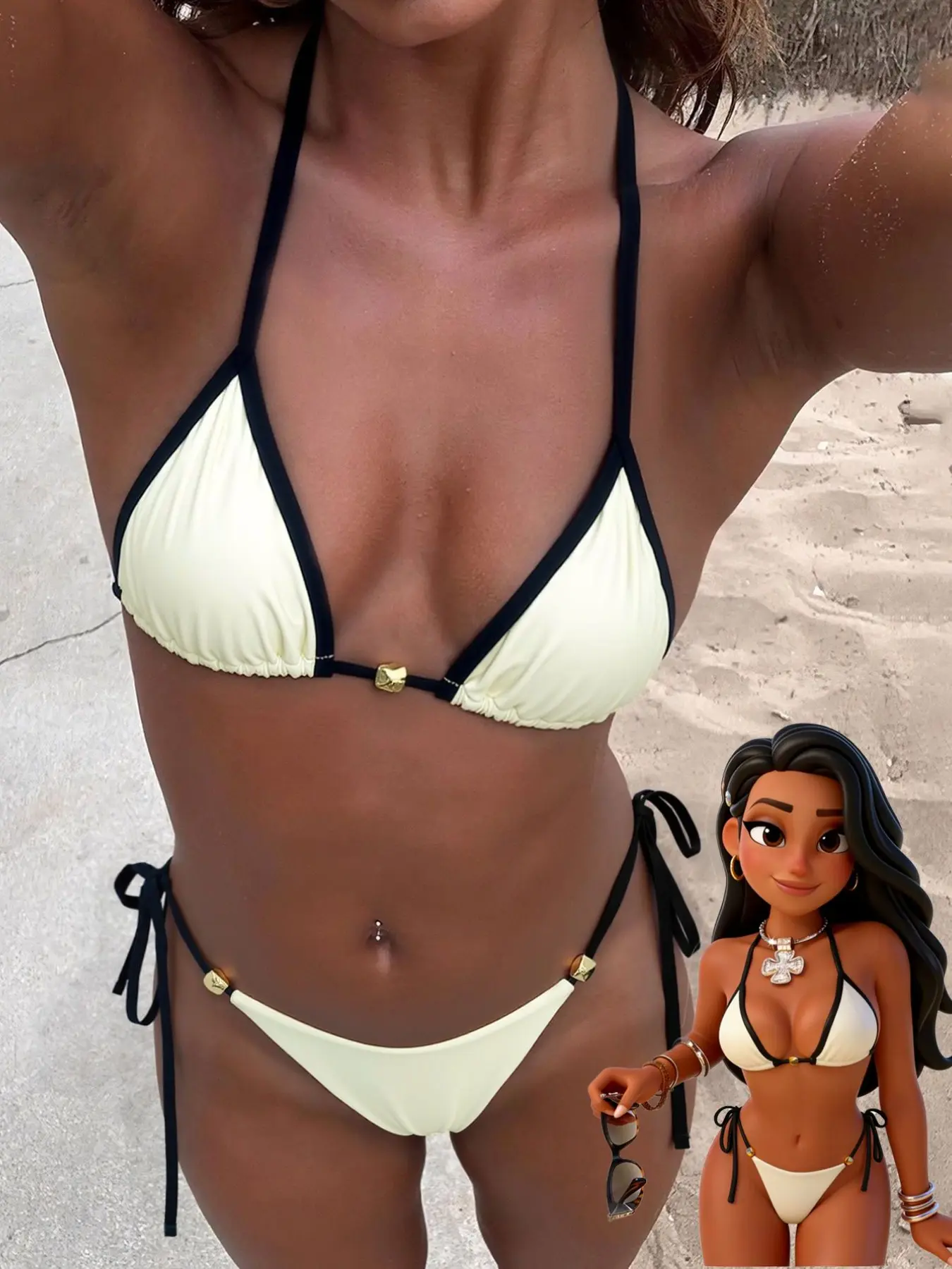 Women's Swimsuit bikini, retro daily wear black and white beachwear, Casual, Y2k, Boho, Vintage, Streetwear, Vacation spring summer Outfit, Bikini Swimsuit Set, Bikini Swimwear Set