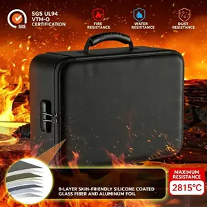 Fireproof File Box with Lock, Heat-Resistant Waterproof Safe Storage Organizer, Multi-Layer Design for Passports, Certificates, Valuable Items, Fireproof Document Organizer