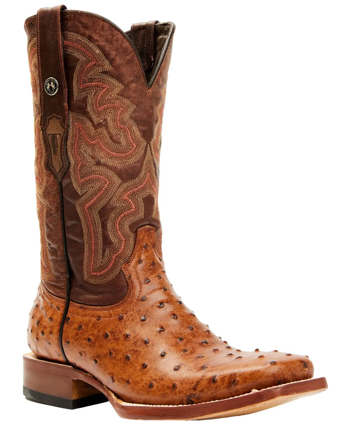 Tanner Mark Men's Men'S Ostrich Print Western Boot Broad Square Toe - Tm200961