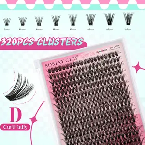 D-Curl Individual Eyelash Extensions, 320 Pcs Lightweight Grafting False Lashes, 9-16mm Waterproof Long-Lasting Professional-Grade, Beginner-Friendly DIY Cosmetic Lash for Beauty & Personal Care Makeup
