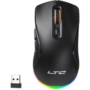 LTC GM025 Tri-Mode Wireless Gaming Mouse,12000 DPI PAW3311 Sensor, Ergonomic Mouse 2.4Ghz/BT/Wired, 6 Programmable Buttons, Customizable RGB Lighting, Pro Software