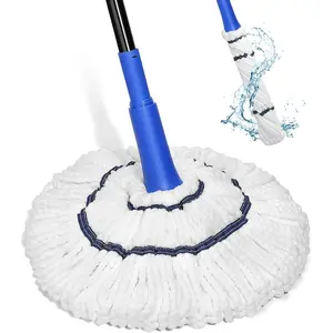 Self-Wringing Microfiber Twist Mop for Floor Cleaning, String Wet Floor Mop with Wringer, Long-Handled for Hardwood, Vinyl, Tile-Commercial & Household Use, Safe on All Floor Types