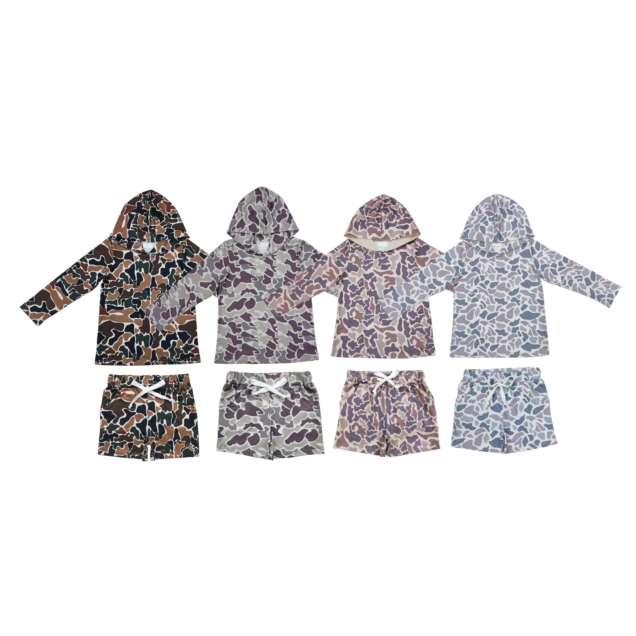 Boys' High-Quality 2-Piece Winter Camo Suit - Hooded Top & Shorts Set, Basic Look Casual Play Hunting Outdoor Kids' Clothes
