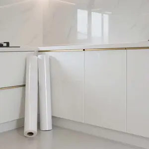 Self-Adhesive Wallpaper Roll, Peel and Stick, Waterproof Oilproof Easy Clean, Pure Color Glossy Finish, Ideal for Interior Walls Cabinets Desks Furniture, Decorative Wallpaper