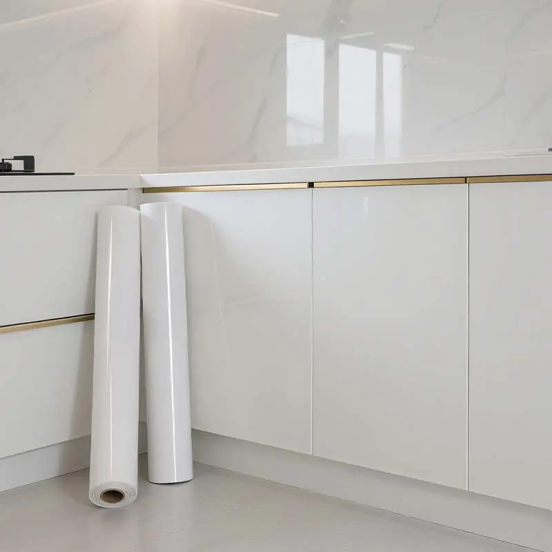 Self-Adhesive Wallpaper Roll, Peel and Stick, Waterproof Oilproof Easy Clean, Pure Color Glossy Finish, Ideal for Interior Walls Cabinets Desks Furniture, Decorative Wallpaper, Sticky Wallpaper Peel and Stick