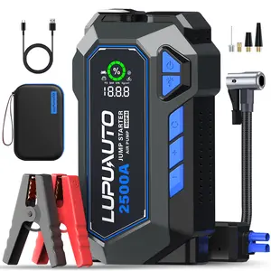 LupuAuto 2500A 12V Portable Charger Jump Starter with 150 PSI Cordless Tire Inflator, Supersafe Digital Display, USB LED Accessories, Dragon Plush Decoration, Chandelier Aromas, Sun Visor Car Interior Accessory for 7.5L Gas & 5L Diesel Vehicles