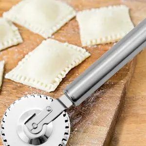 Multifunctional stainless steel pie edge sealing and cutting roller cutter, rolling dough edge pressing and sealing pie, Wonton and cookie mold, pastry embossing roll cutter, sandwich pie edge pressing and sealing mold Bakeware, Utensils