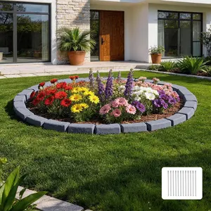 fathersdaygift VEVOR Faux Stone Landscape Edging, 15.5 ft Kit, No Dig Garden Edging Border, Blocks for Lawn, Flower Beds, Yards, 4 Pack Each Section Has 6 Bricks 46.46Lx 3.74Wx 2.24H, 12 Spikes End Cap, Gray