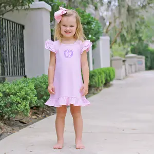 Milly Stripe Ruffle Dress Pink - Soft Knit Girls Outfit