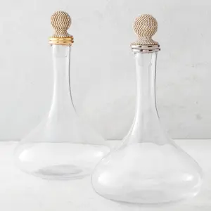 Z Gallerie Victoria Gold Glass Decanter - Hand blown glass Home Bar Accessories Drinkware Stylish Flasks Cocktail Service Utensils