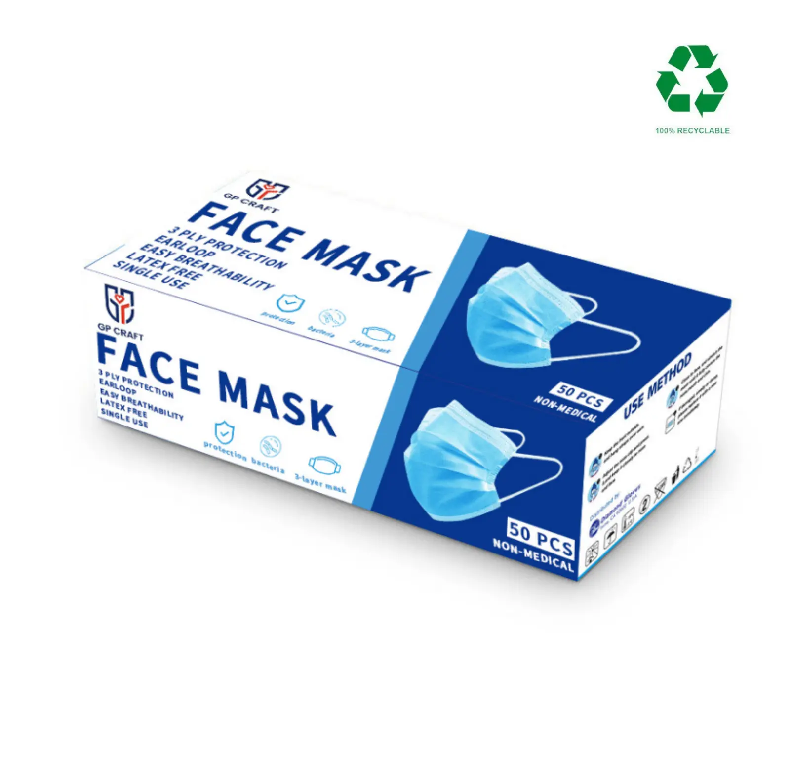 hijab 50pcs Unisex 3-Ply Disposable Cotton Face Covering - Plain, Breathable Earloop Design for Office, School & Outdoor Activities, Breathable Face Covering, Home, Protective Barrier, Mask Pack, Single Use