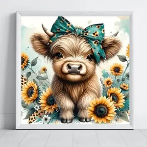 Cute Highland Cow Diamond Painting Kit, Adult Art Craft Set, Frameless DIY 5D Diamond Art, Home Decor Gift for Christmas, Mother's Day, Halloween, DIY Kits