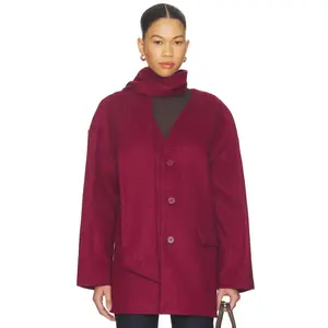 ALL THE WAYS Stevie Scarf Coat in Burgundy