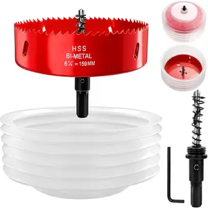6 1/4 Inch Hole Saw for Recessed Lights with Dust Bowl,Bi-Metal Construction 6.25 in (159mm) Hole Saw for LED Recessed Lighting,Wood and Plastic