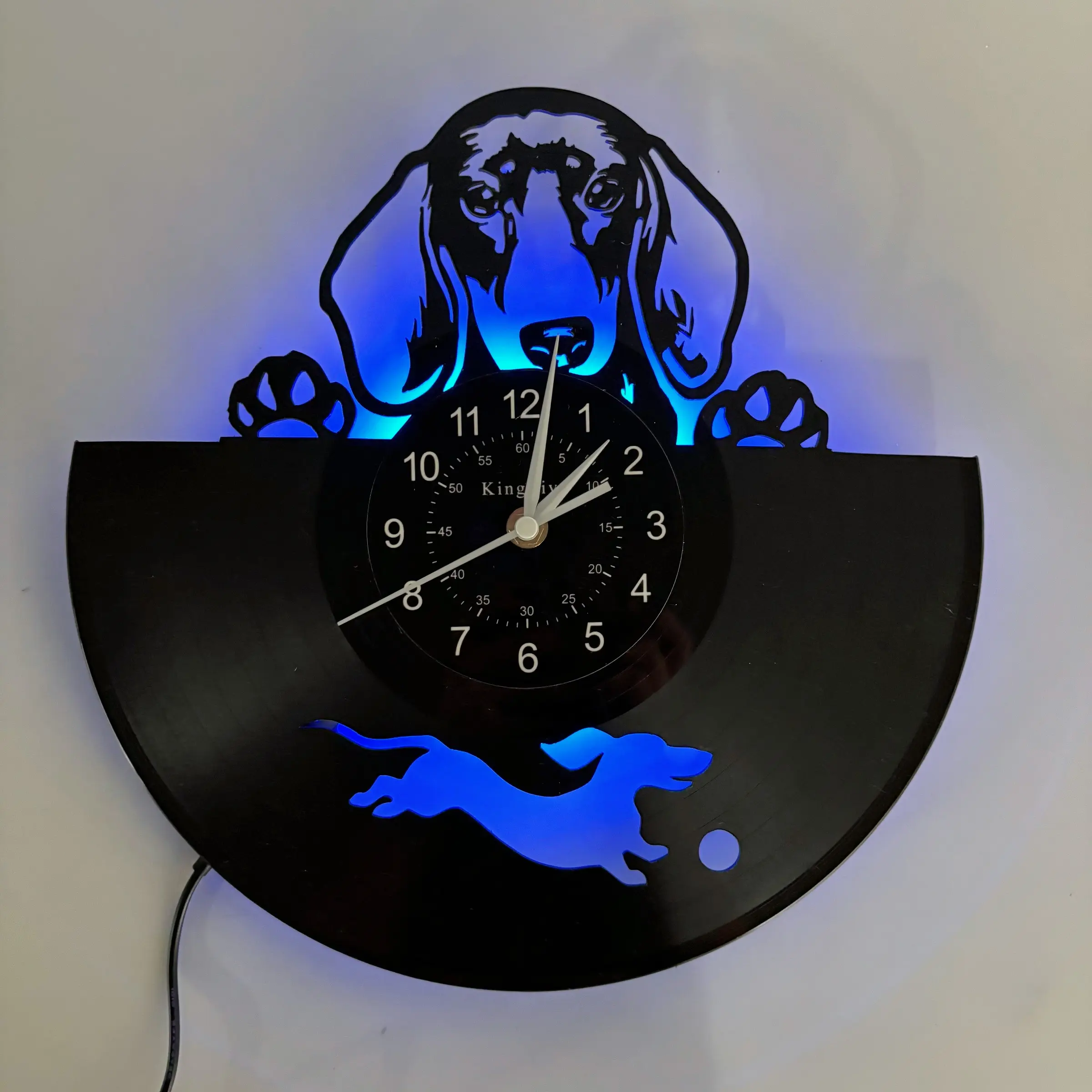 Dachshund LED Vinyl Record Decorative Wall Clock, Silent and Creative, Home Decor for Dog Lovers, Perfect Gift for Holidays, Family Wall Hanging