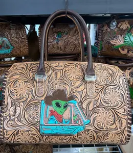 Genuine hand painted & tooled speedy bag- Alien in a pickup truck