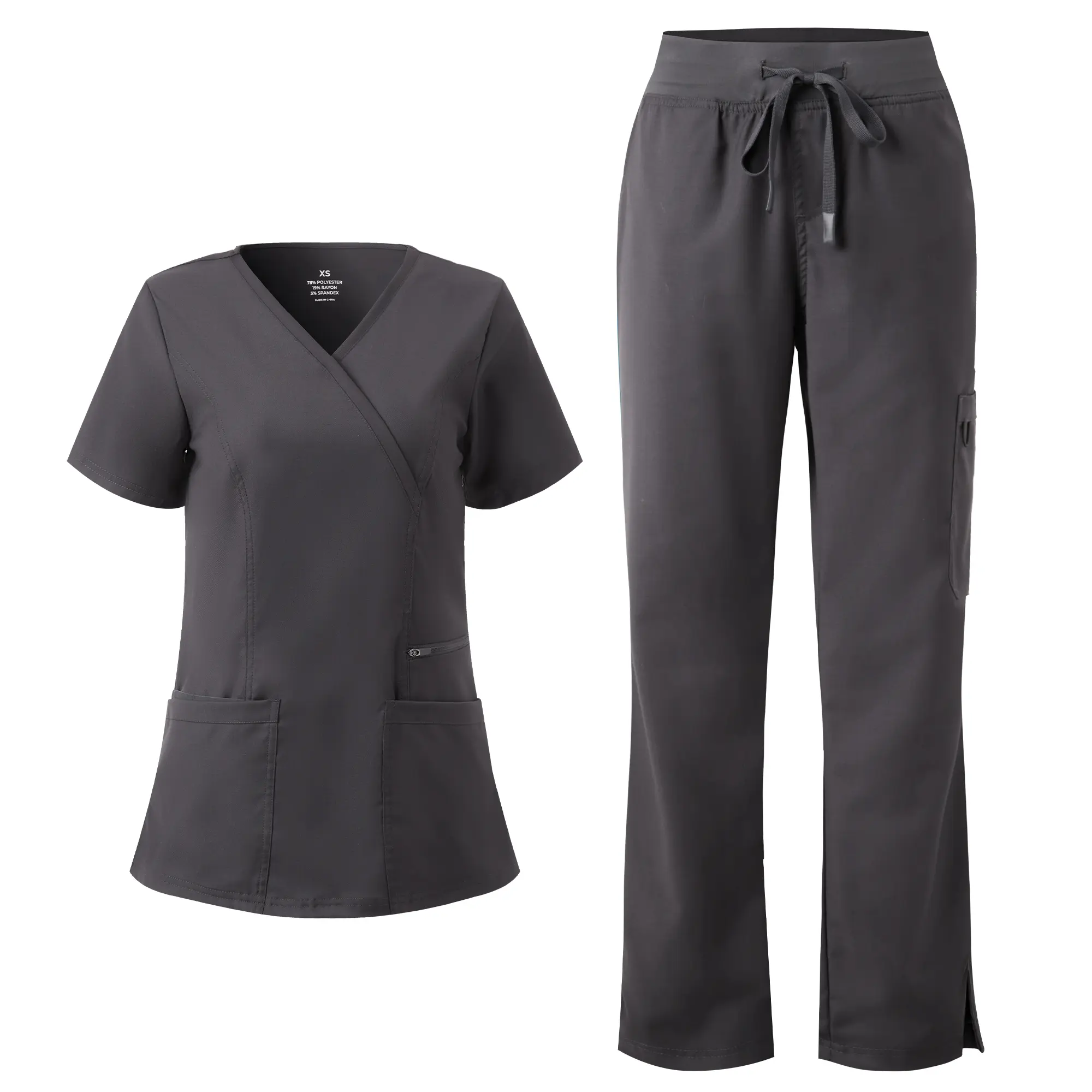 COZYFIT Soft Scrubs for Women - Mock Wrap Top & Straight Leg Pants with 6 Pockets, Back Princess Seams, Soft Fabric, Workwear, Uniforms,summeroutfits,vacationoutfits,bathingsuitwomenset,beachoutfits