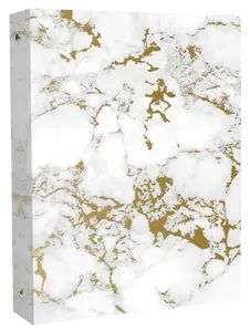 Binder Marble Binder with Marble Pattern and Gold Accents, White and Gold Design, Classic and Elegant Style