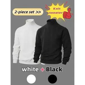 New Style Men's High Neck Knit Sweater, Retro Casual Style, Thick Fabric, Long Sleeve, Fall & Winter, Multiple Colors Available。Multi-color | Multi-piece 。Warm and comfortable,  used as an inner layer.。 | Halloween/Christmas Gift: Knit Sweater | Couple's