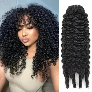Yawawe Hair Burmese Curly Bundles 100% Unprocessed Human Hair Brazilian Virgin Hair 3 Bundles Quick Water Weave with Spiral Curly End Raw Human Hair Extensions Natural Black