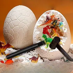4 Large Dinosaur Egg Archaeology Dig Toys, Glow-In-The-Dark Fossil DIY Craft Kit, Educational Handmade Model Set for Kids, Random Surprise Set
