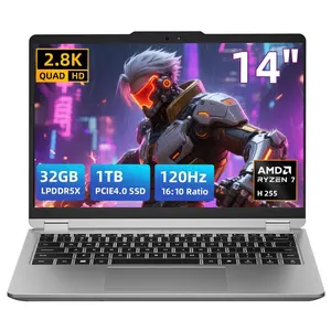 Gaming Laptop Forza 14X Pro QHD+ 120Hz 32GB RAM 1TB SSD,  R7 H 255 Radeon 780M, Backlit Keyboard, Triple 4K Display, Powerful portable Notebook Computer for college student/Home/Business/Gaming