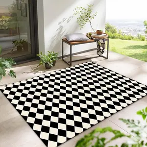 Checkerboard Pattern Floor Mat, Non-slip Soft Floor Carpet, Decorative Area Rug for Home Living Room Bedroom, Vanity Decor Accessories, Checkered Outdoor Rug