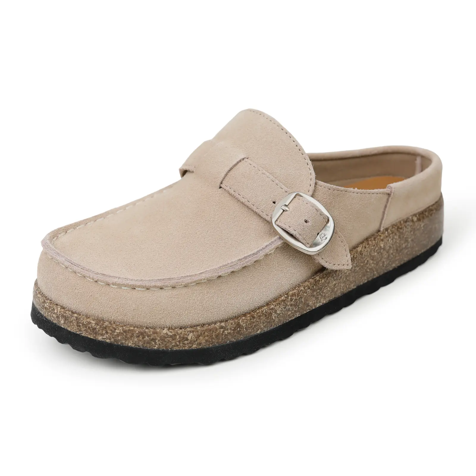 EVELLYHOOTD Mocelle Women's Genuine Cowhide Lightweight Slip-On Clogs, Adjustable Strap, Cork Footbed, Leopard Print, All Season Durable Comfort Mules, Women's Shoes